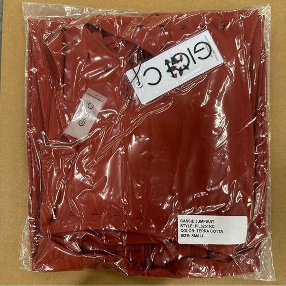 New Gigi C Cassie One Shoulder Cutout Jumpsuit Catsuit Terracotta S - Picture 4 of 5